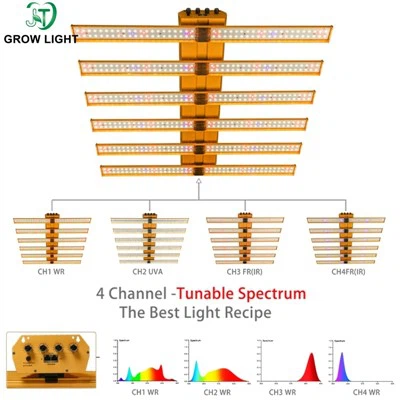 500W 4 καναλιών Dimmable LED Grow φώτα με UV και IR για ζιζάνια